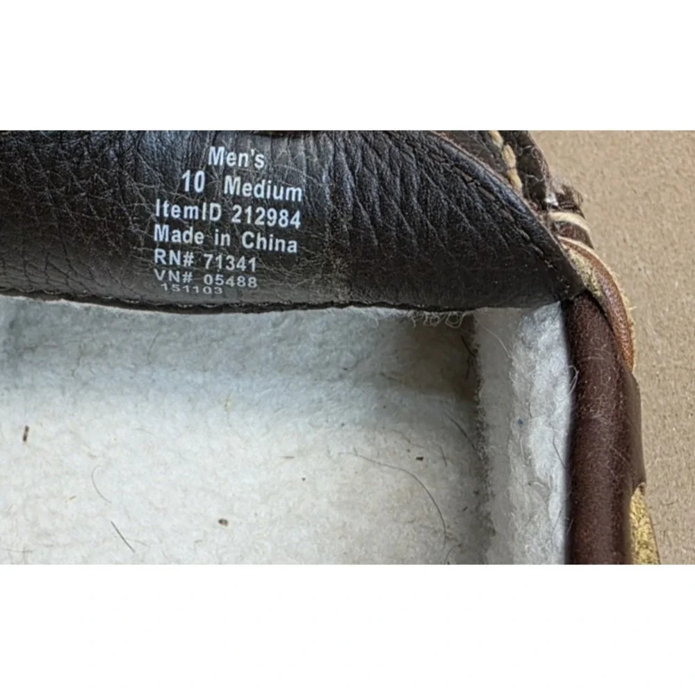LL Bean Moccasin (Sz 10 M) Slipper Mens Brown Bow Slip On Loafer Leather 212984